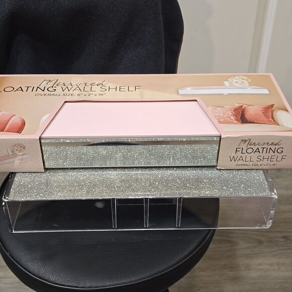 Premier Home Pink Top Mirrored Floating Wall Shelf - Picture 3 of 6